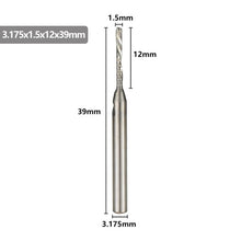 Load image into Gallery viewer, XCAN Single Flute Down Cutter 3.175mm(1/8&#39;) Shank Left Hand CNC Router Bit Dia 1-3.175mm Carbide End Mill for Aluminum Cutting
