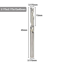 Load image into Gallery viewer, XCAN Single Flute Down Cutter 3.175mm(1/8&#39;) Shank Left Hand CNC Router Bit Dia 1-3.175mm Carbide End Mill for Aluminum Cutting
